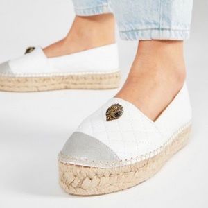 Kurt Geiger London Morella Eagle White Leather Platform Espadrilles New size 6